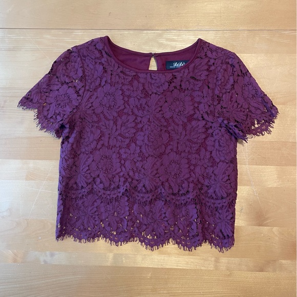 Lulu’s Turn Back Time Burgundy Lace 2-Piece Set Size XS - Picture 4 of 16